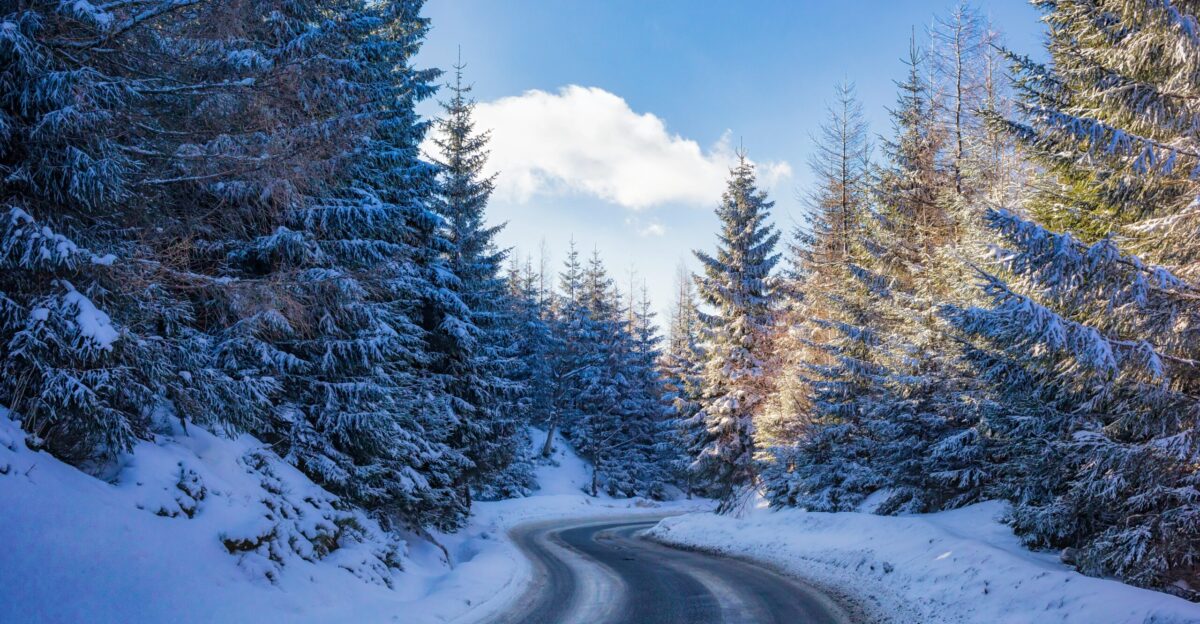 road on snow field